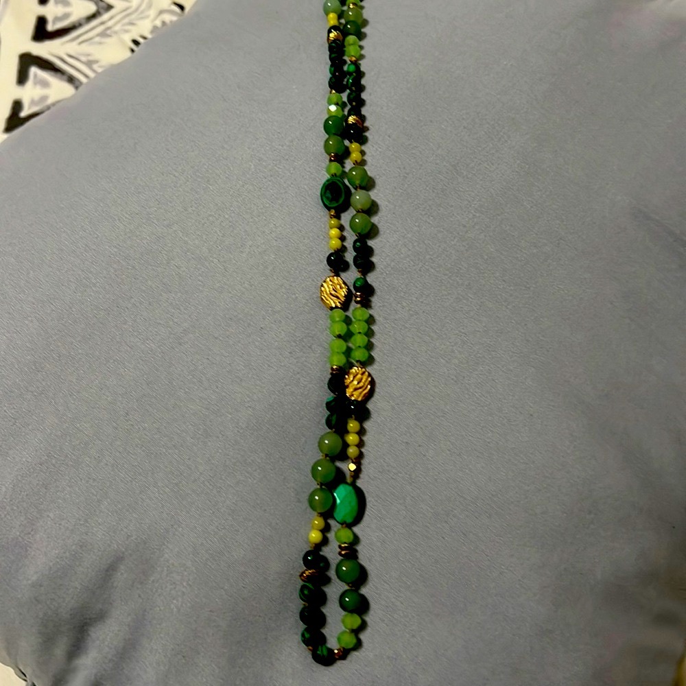 16 inch necklace. Different color greens.